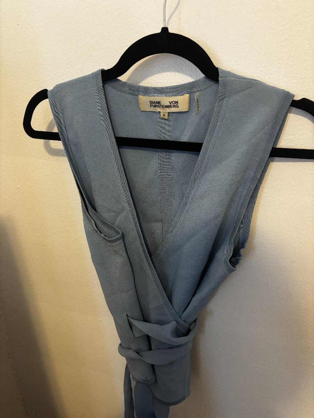 Diane Von Furstenberg Light Blue Wrap Top M